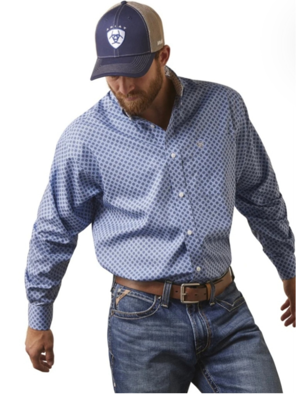 Ariat Men's Wrinkle Free Atlas Classic Fit Long Sleeve Button Down Shirt Size L